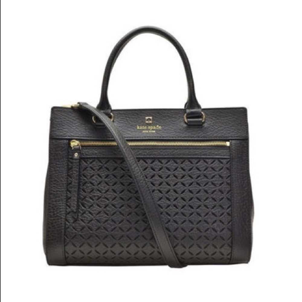 Kate Spade Perri Lane Black Laser Cut Out Tote